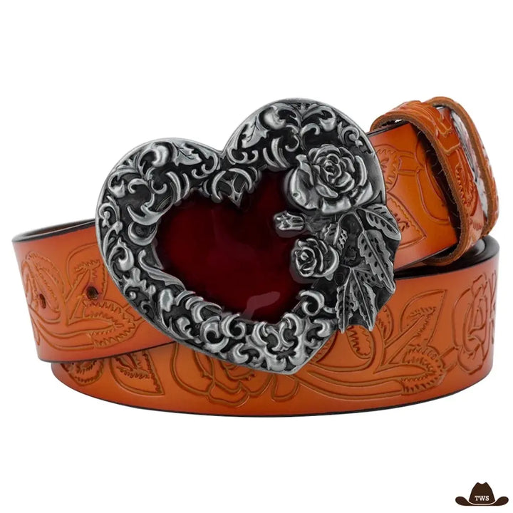 Ceinture Cowboy Femme Cuir orange