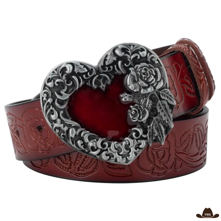 Ceinture Cowboy Femme Cuir rouge