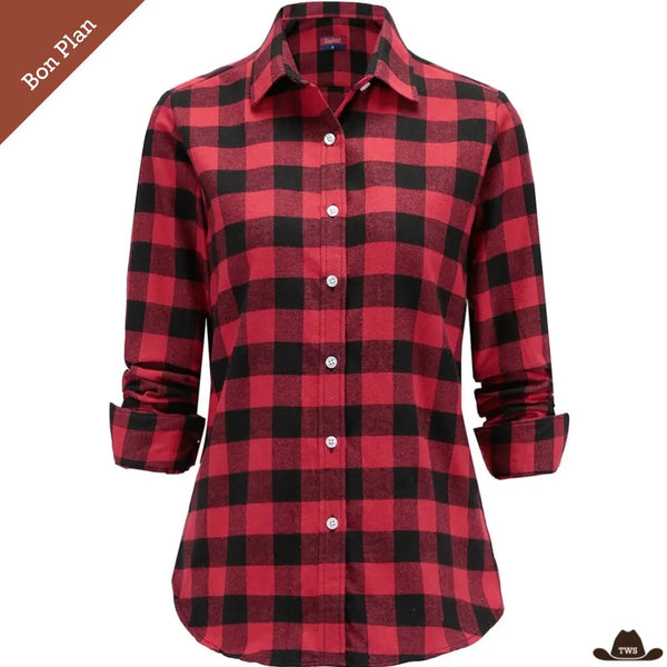 Chemise à Carreaux Rouge Cowboy Femme - L - Bon Plan