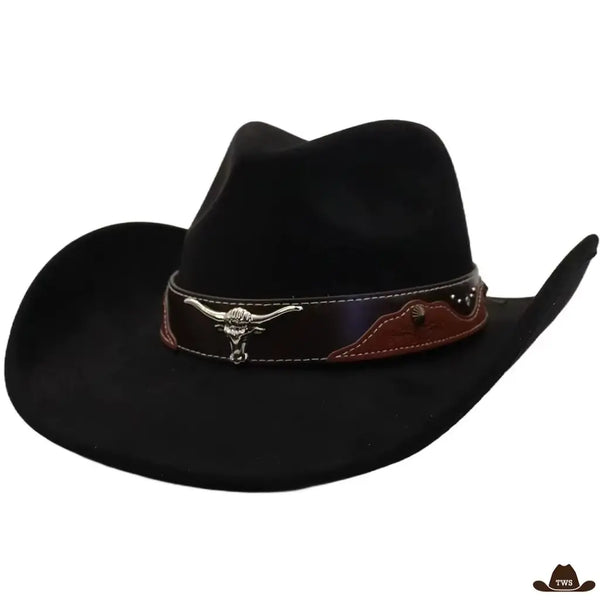 Chapeau Feutre Laine Western Noir
