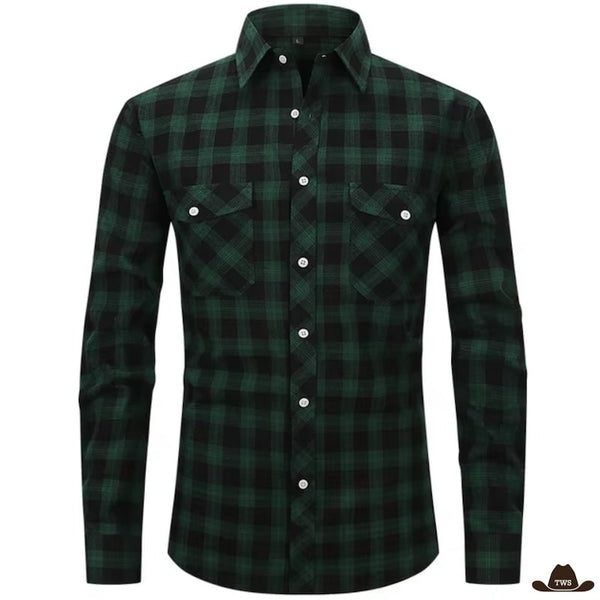 Chemise Western Grands Carreaux Verte
