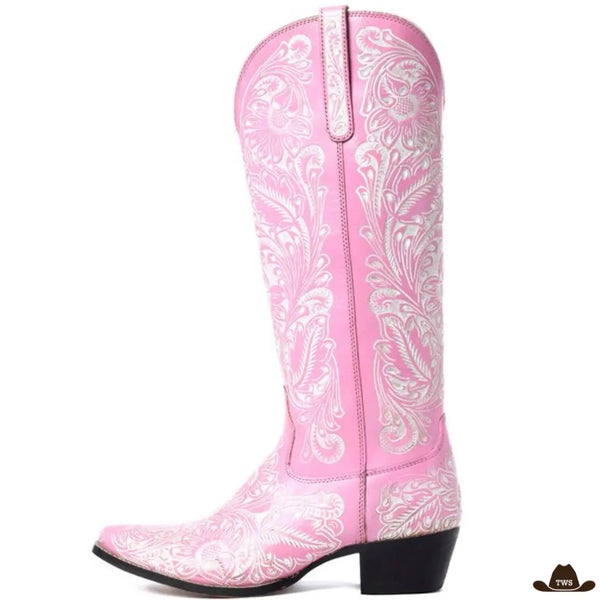 Santiags Femme Rose Cuir