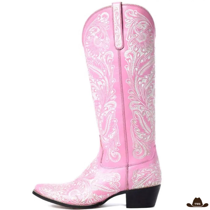 Santiags Femme Rose Cuir