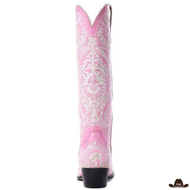 Santiags Femme Rose en Cuir