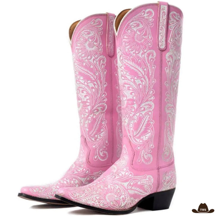 Santiags Rose Cuir