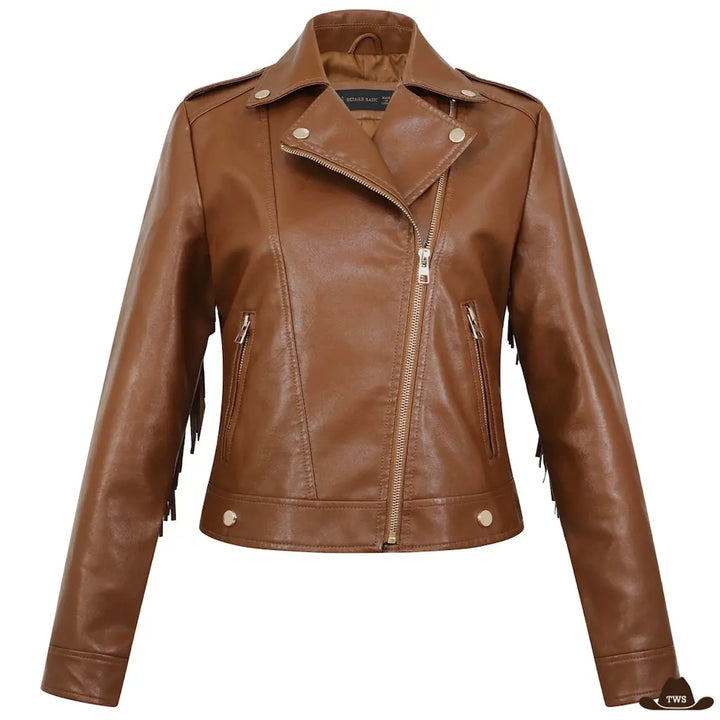 Veste Western à Franges Femme Marron