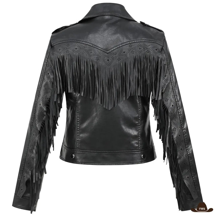 Veste Western à Franges Femme Noire