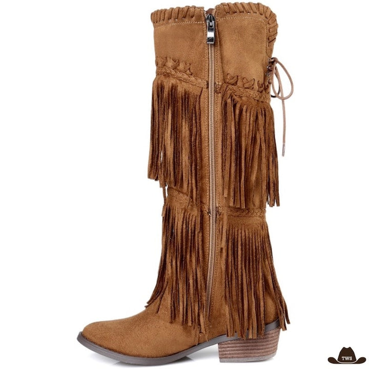 Bottes Country Femme à Franges Marron