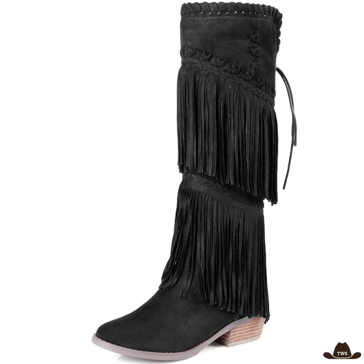 Bottes Country Femme à Franges Noires