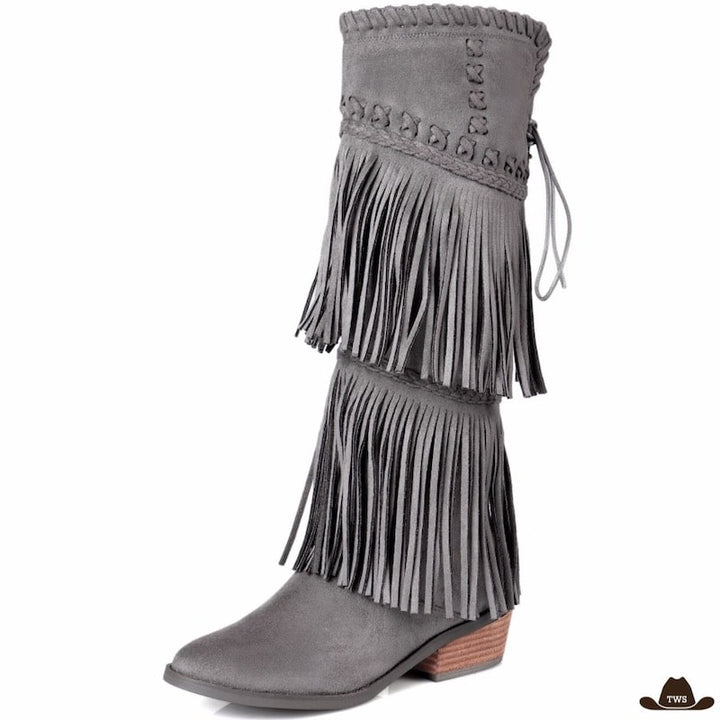 Bottes Country Femme à Franges Grises