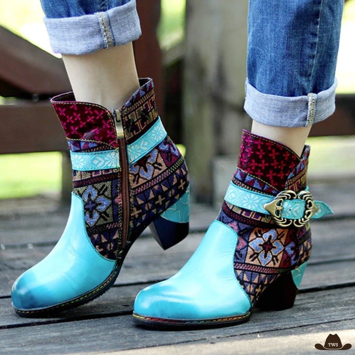 Bottines Country Bleues