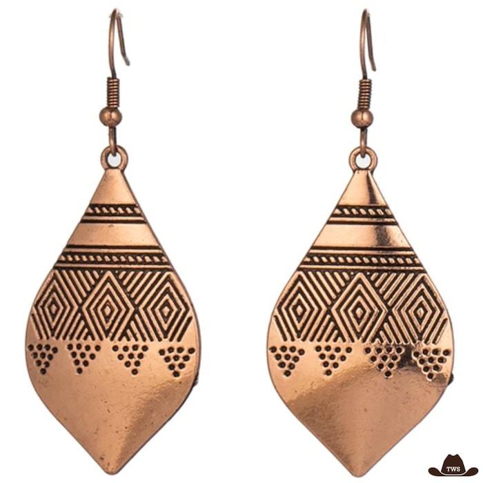 Boucles d'Oreilles Femmes Pendantes Vintage Cuivrées