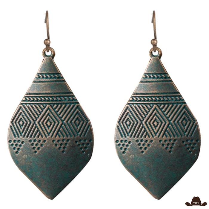 Boucles d'Oreilles Femmes Pendantes Vintage Bleues