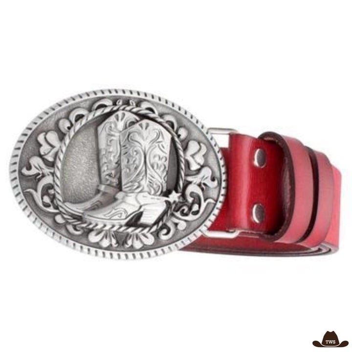 Ceinture cowboy cuir - rouge