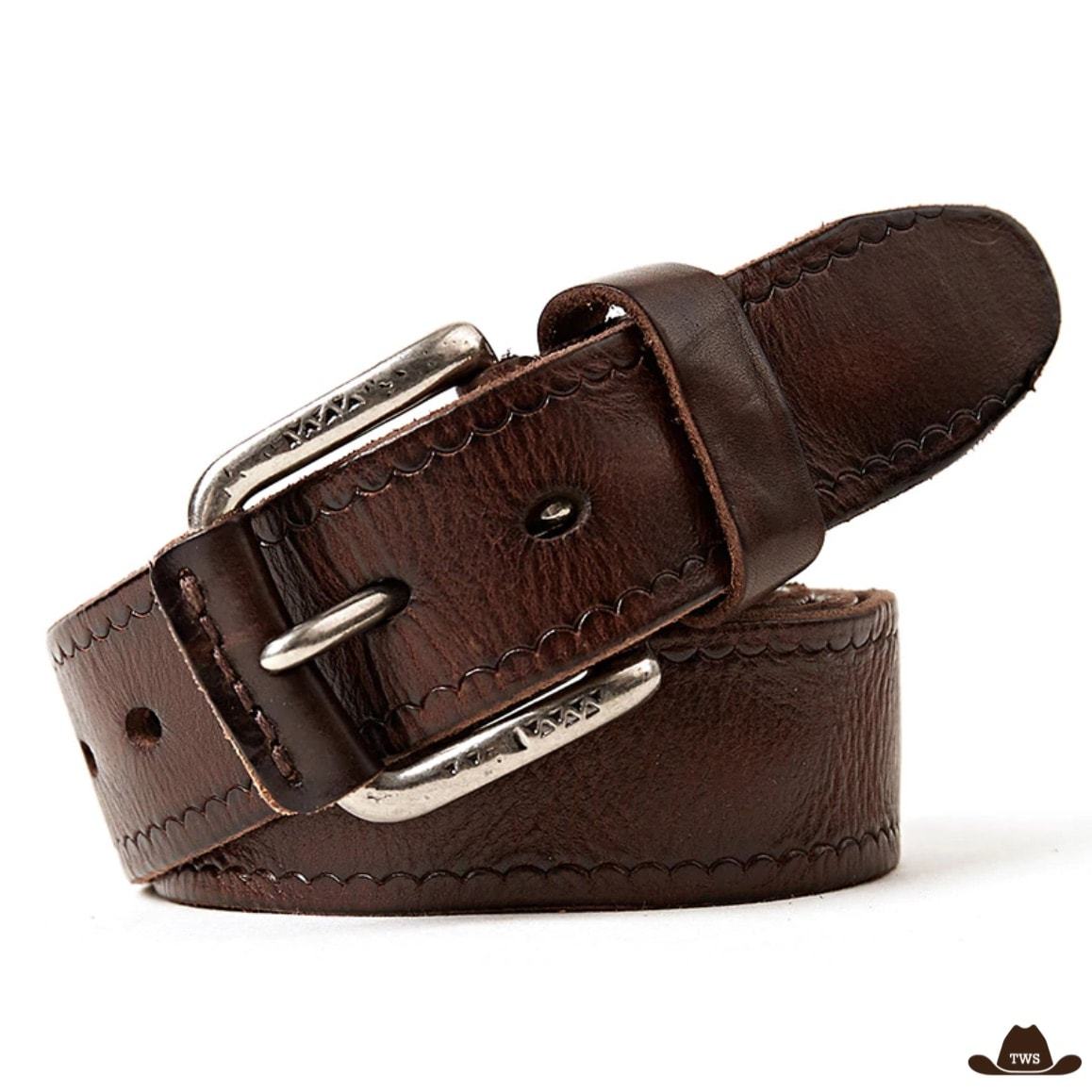 Ceinture De Gaucho Vintage Argentine – Cuir Noir, Pièces Argentées, Années 1950