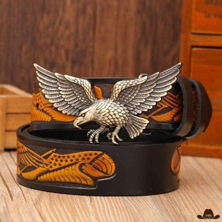 Ceinture façon cowboy - marron/orange