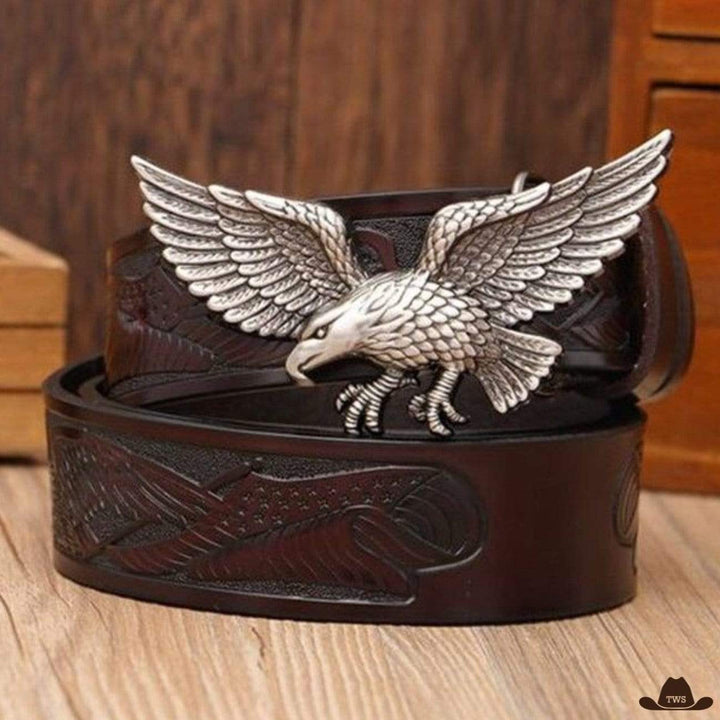 Ceinture façon cowboy - marron - boucle argentée