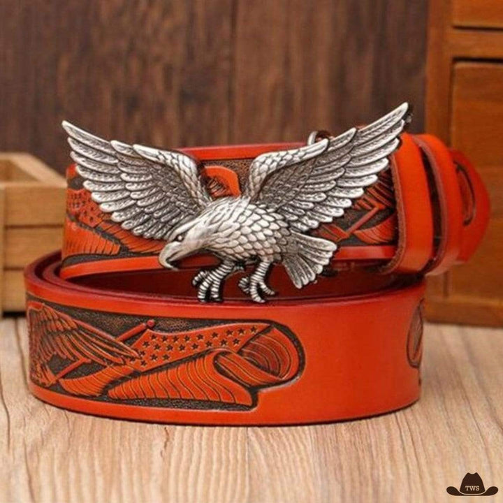 Ceinture façon cowboy - rouge - boucle argentée