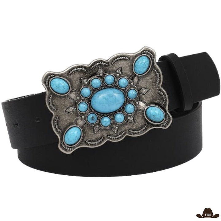 Ceinture Western Femme Turquoise Rectangulaire