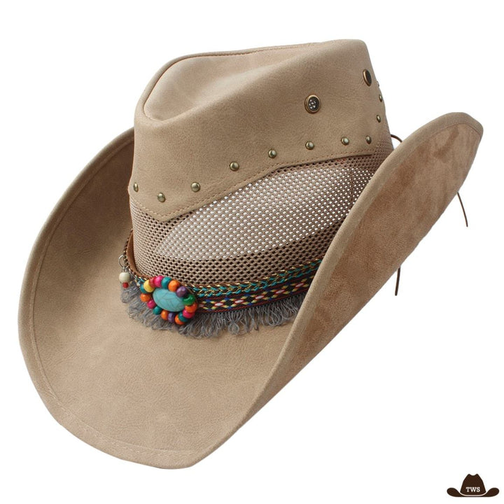 chapeau country en cuir femme