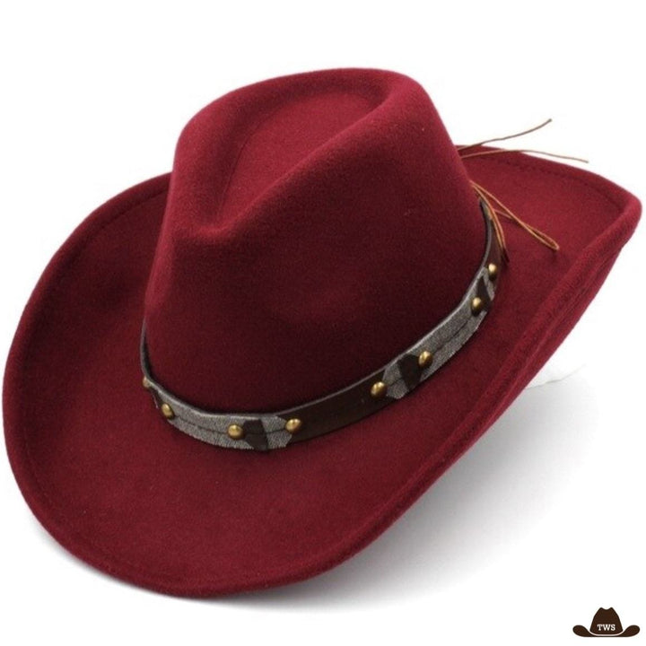 Chapeau de Cowboy Avec Ficelle Bordeaux