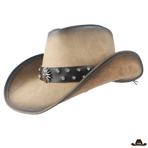 Chapeau de Cowboy Cuir Bi Color Homme
