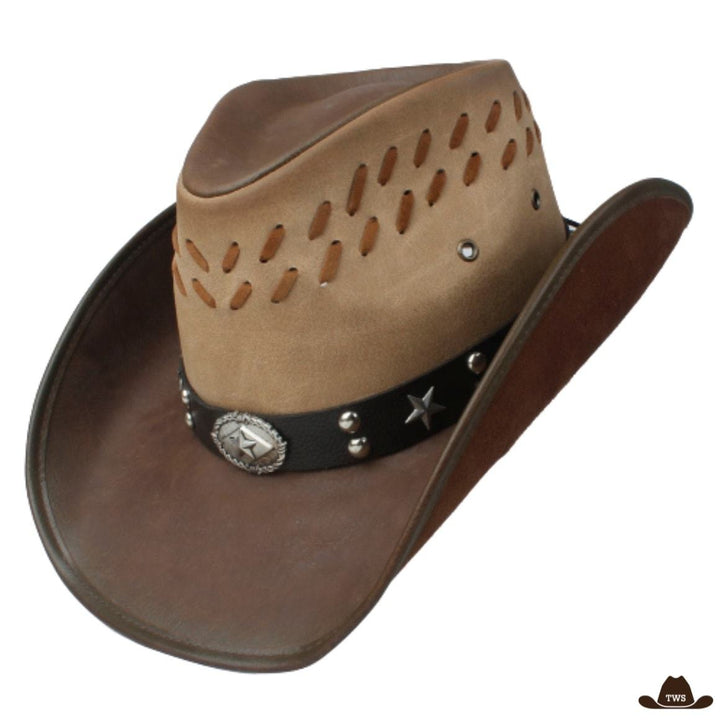 chapeau cowboy cuir marron