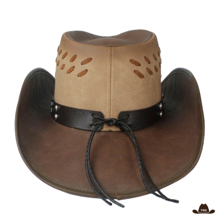 chapeau cowboy en cuir marron