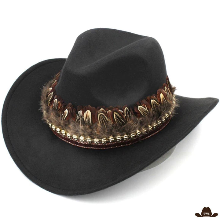 chapeau cowboy indien noir