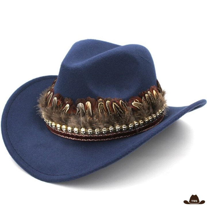 chapeau cowboy indien bleu