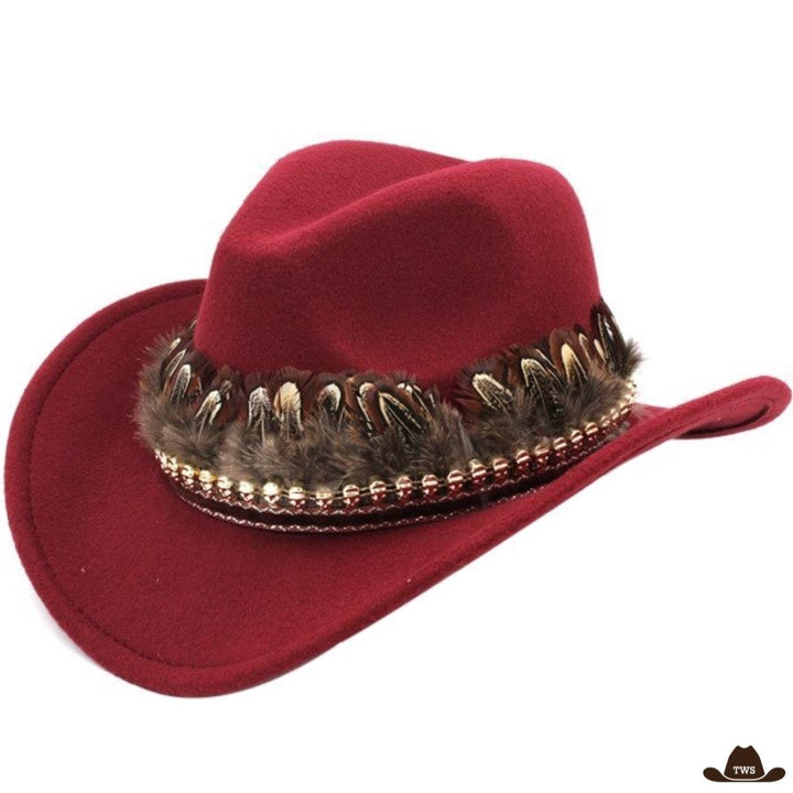 chapeau cowboy indien bordeaux