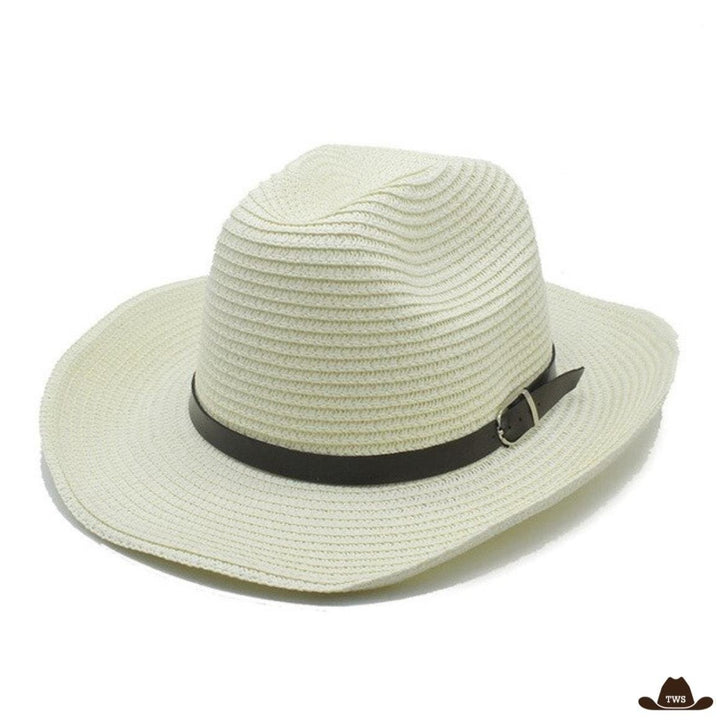 Chapeau de Paille Style Cowboy Blanc