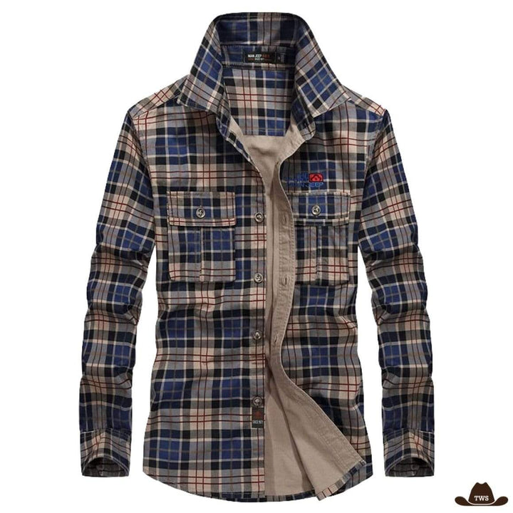 Chemise Cowboy Carreaux Fondus pour Homme Bleue