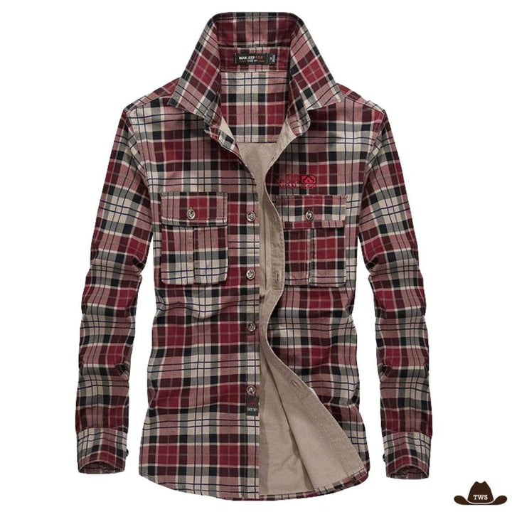 Chemise Cowboy Carreaux Fondus pour Homme Rouge