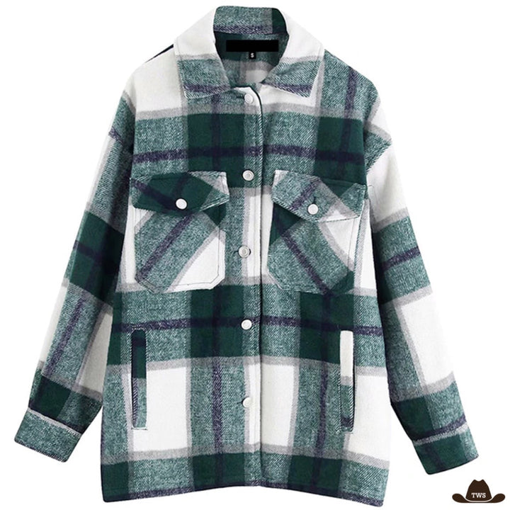 Chemise Western Femme à Carreaux Verte