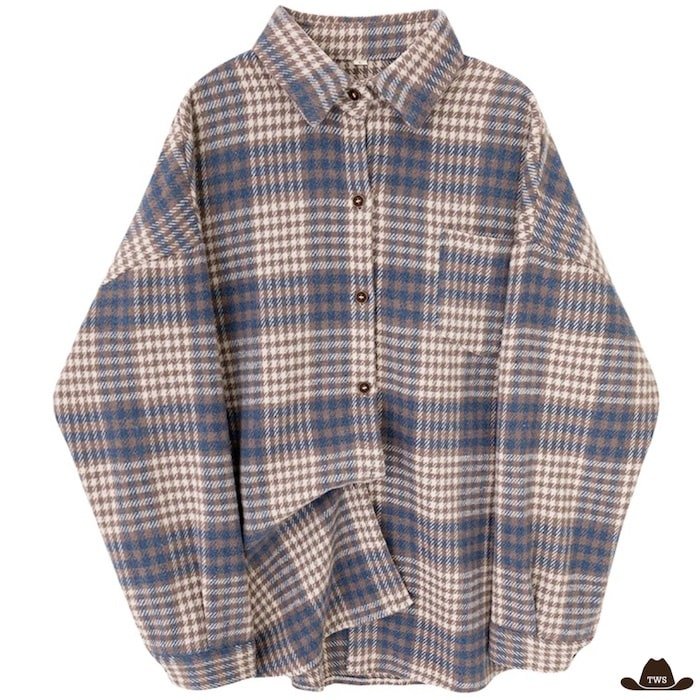 chemise western femme carreaux flanelle bleue