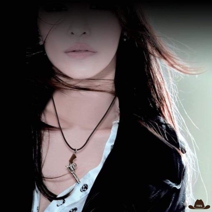 Collier western Revolver - Argent Massif 925 - femme