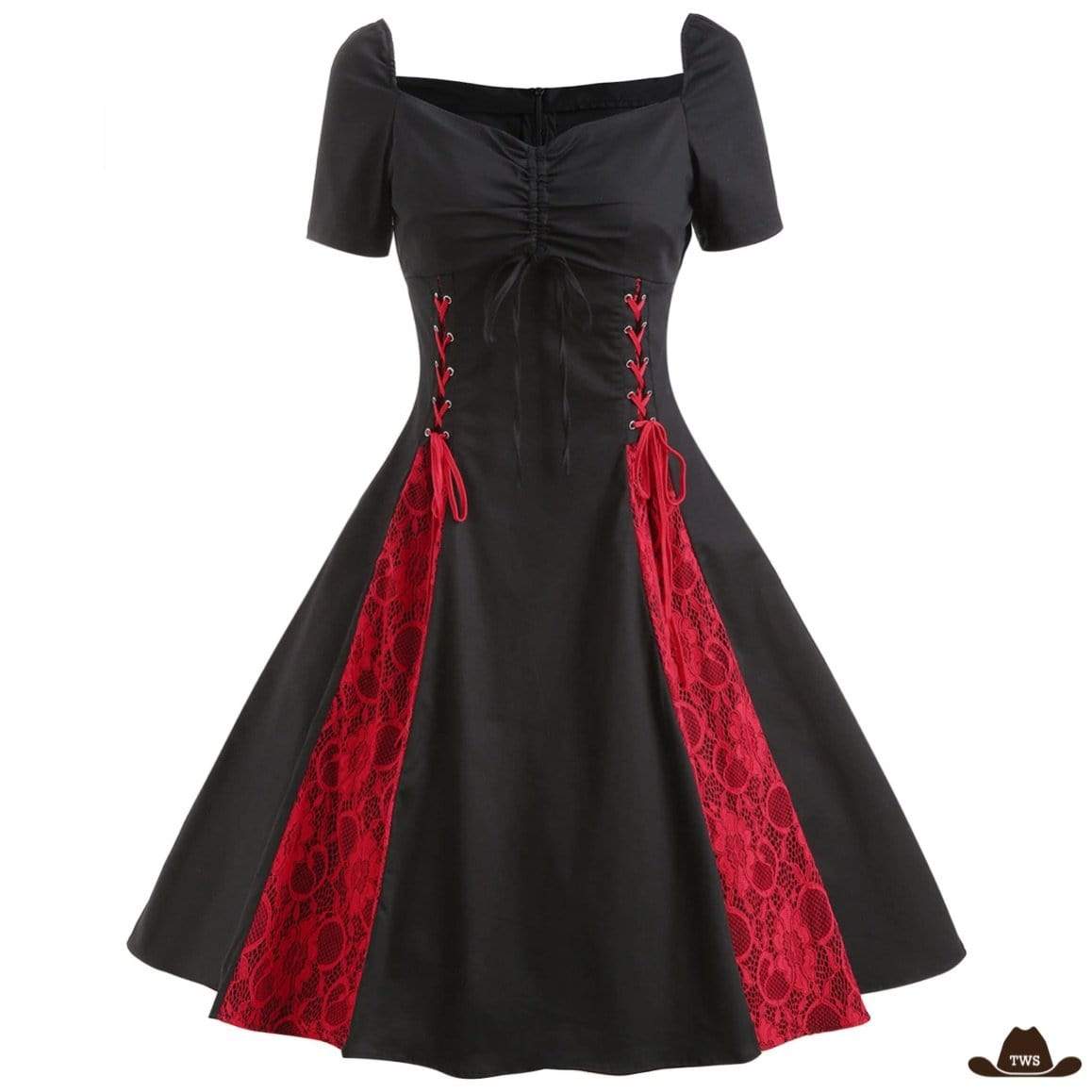 Western Robe Robe Longue Western Rouge et Noire | The Western Shop