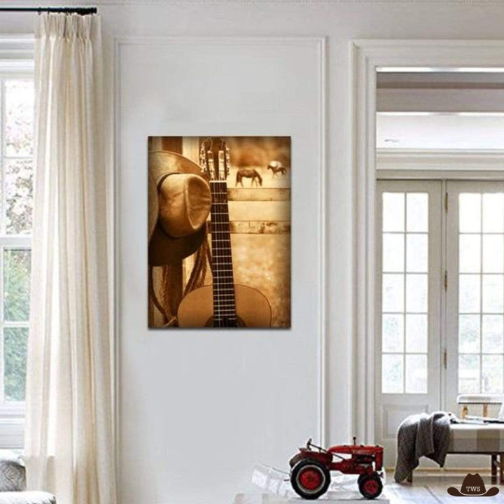 Tableau country cowboy - environnement blanc